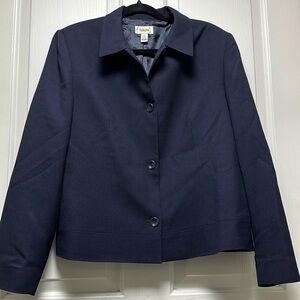 Talbots 💯 % Wool Navy Blue Jacket  Sz 14